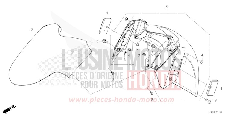 FRONT FENDER for Forza 125 MAT CYNOS GRAY METALLIC (NH312) from 2022